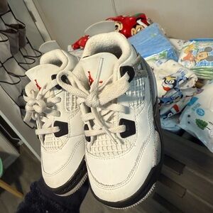 White Jordan 3 Cement Kids White and Black Sneakers